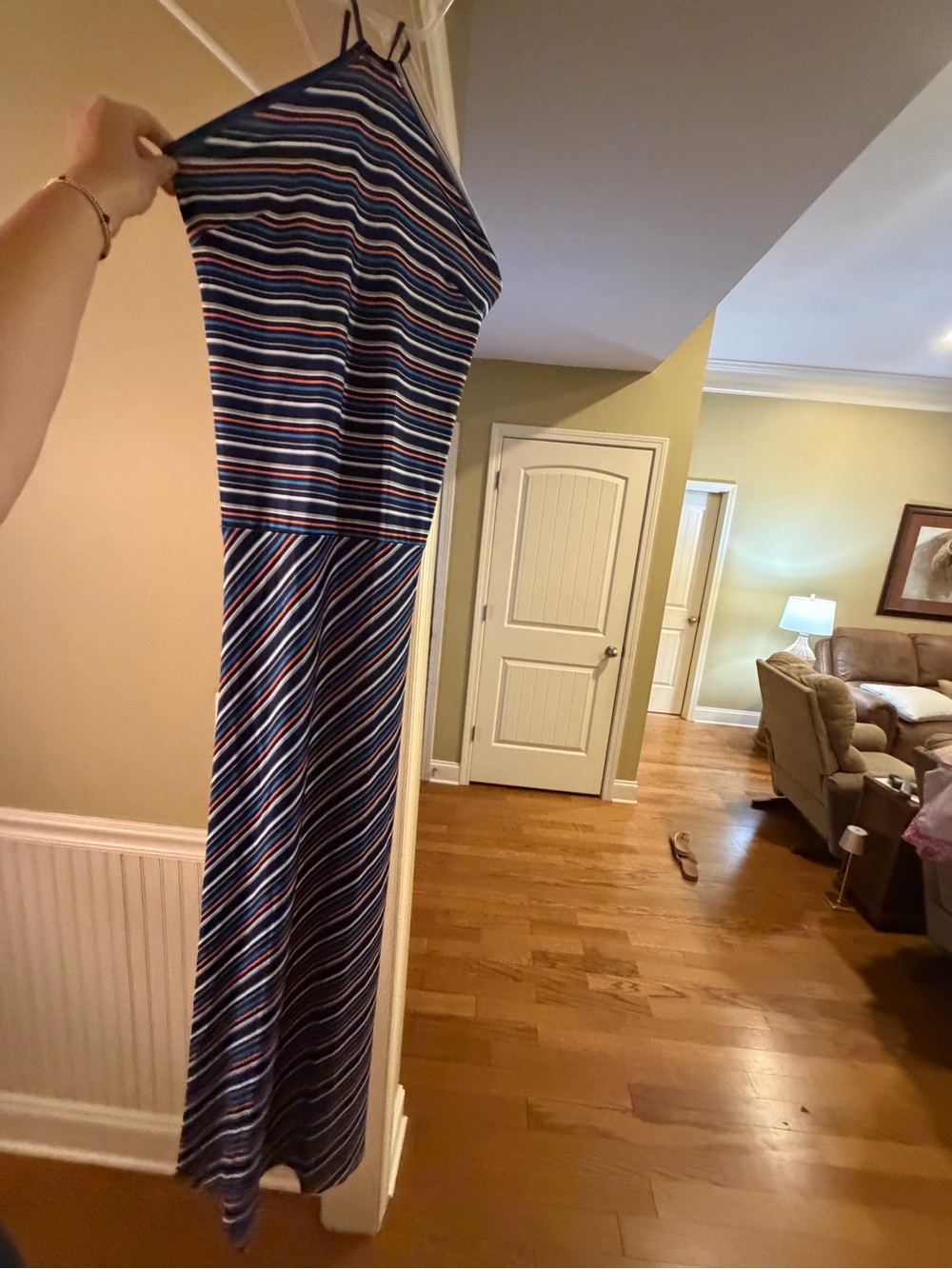 NWT Fancy Blue/Orange Halter Maxi dress